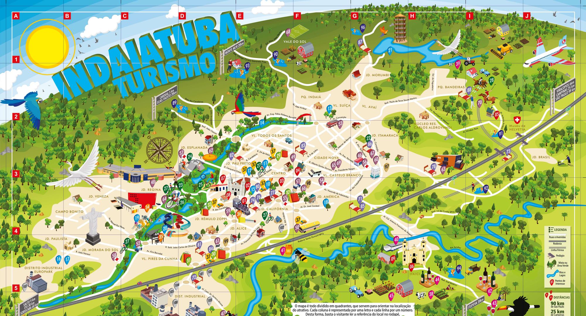 Mapa turístico ilustrado de Indaiatuba
